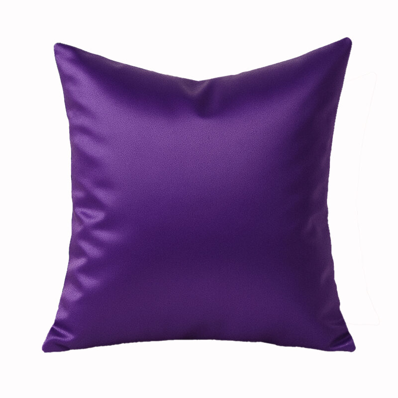 Coussin satin bicolore, face blanche & face en violet 40x40 cm